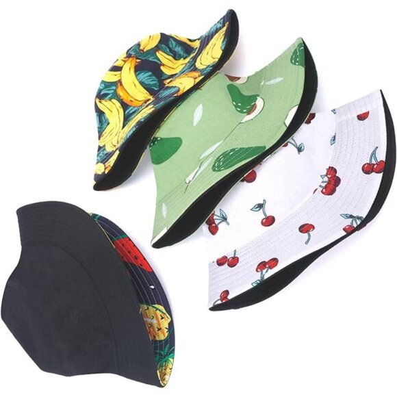 4 Pack Unisex Print Bucket Hats, Cotton Beach Sun Hat for Women Summer Travel main image 4